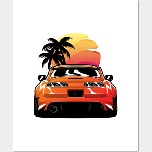 Orange Supra mk4 back Posters and Art